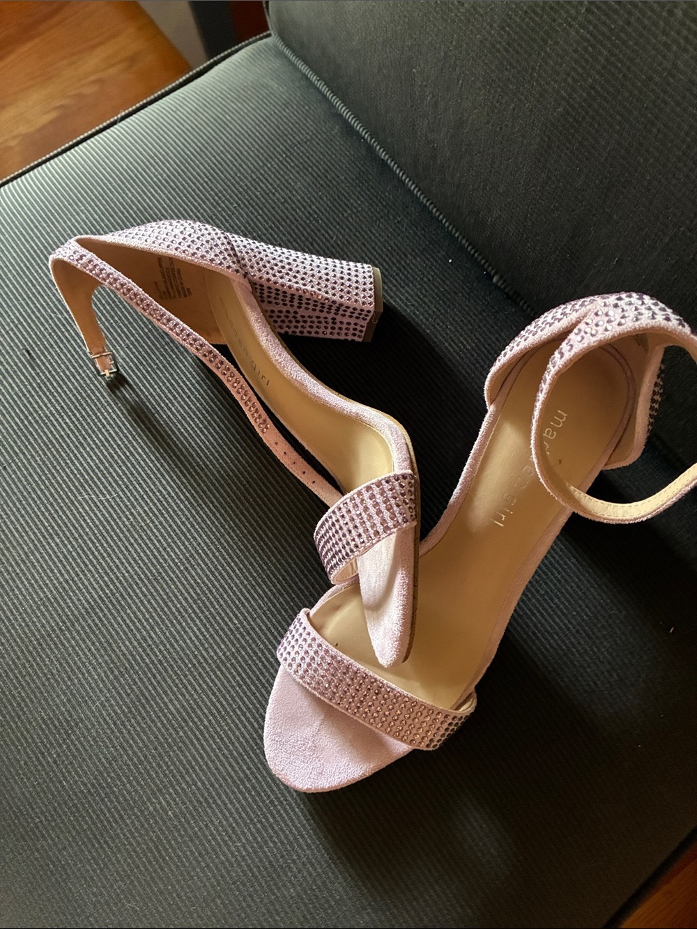 Madden Girl Pink Rhinestone Block Heel Sandals